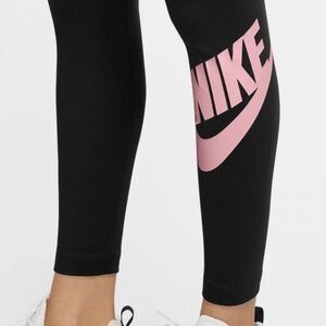 2 NIKE plus size women Black Leggings w/ Hologram & peach pink Logo leggings 1X